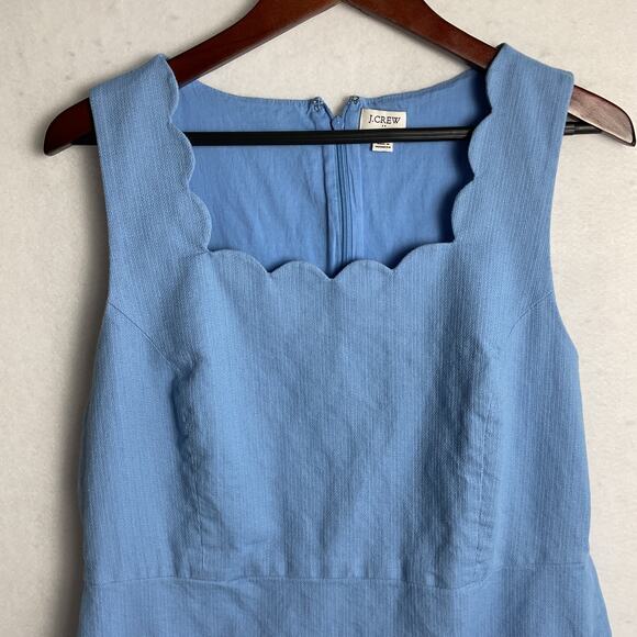 J Crew Womens Pure Cotton Scalloped Cutout A Line Dress Baby Blue Size 16 AK926 - Picture 3 of 8